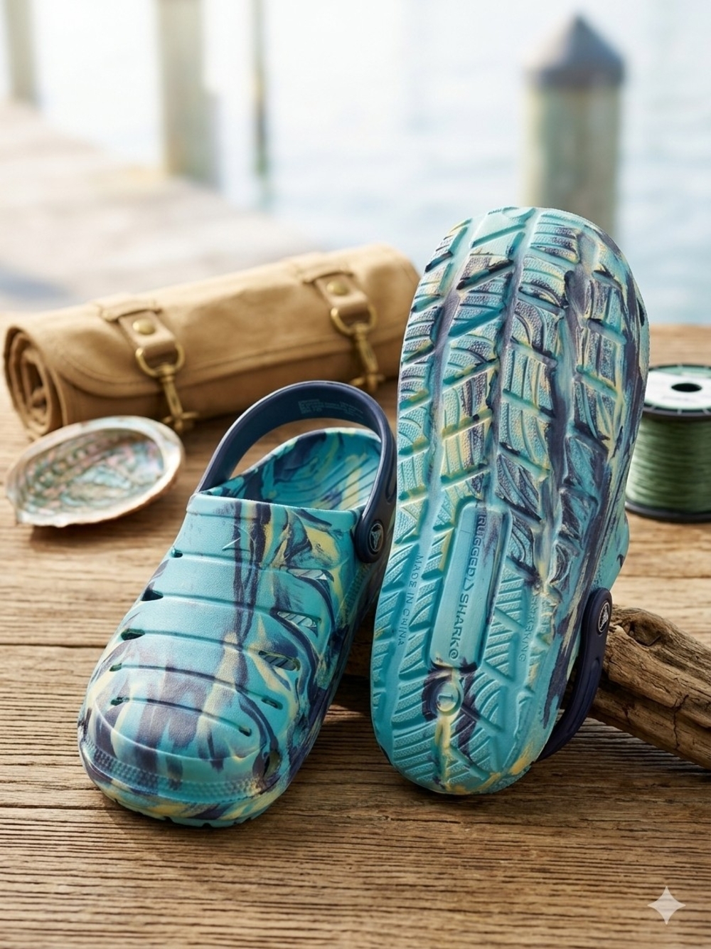 Kid's Unisex Slip-On Clogs in Blue & Yellow Marble NWOT Size 1